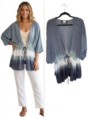 Gray and White Tie-Dye Top / Cover-Up From Sonoma One Size Fits All